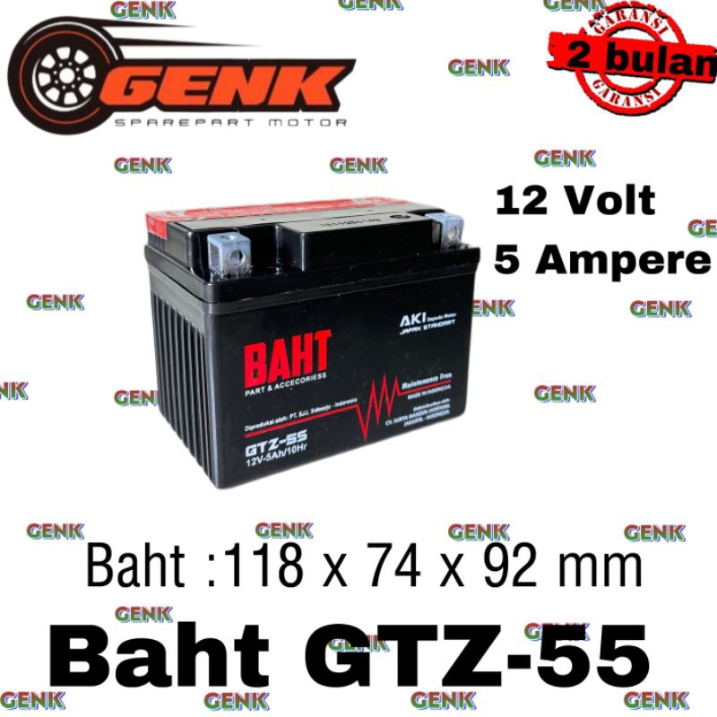 AKI MOTOR BAHT-GTZ5S 12 Volt 5 Ampere BEAT MIO VARIO KHARISMA SUPRA