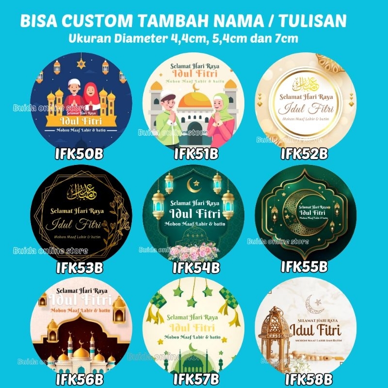 

Stiker Sticker Label hangtag Lebaran Selamat Hari Raya Idul Fitri Mohon Maaf Lahir dan Batin Bulat 7 cm 5 4 segel kemasan toples dekorasi hampers hiasan parcel dus box kotak kue kering nastar cookies bingkisan Happy Eid Mubarak bulat cutting bisa custom