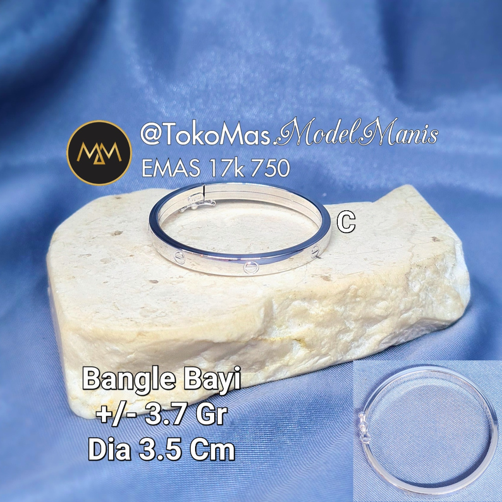Gelang anak bangle emas putih 750 kadar 17k