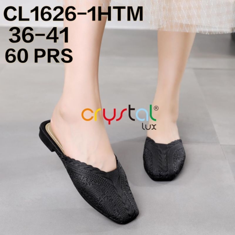 Sendal Selop Wanita Mules Hak Pendek Import Karet Jelly Hitam Colour