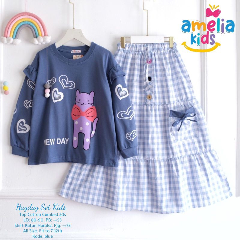 SETELAN KAOS COMBAD ROK ANAK REMAJA PEREMPUAN // HAYDAY SET ORIGINAL AMELIA KIDS