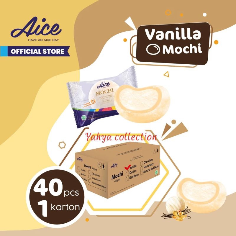 Aice mochi vanilla 1 box isi 40pcs WAJIB TANYA STOCK SEBELUM CO