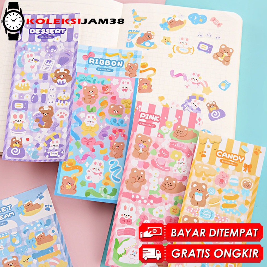 

BISA COD ! STICKER WATERPROOF KARTUN BEAR RABBIT HOLOGRAM STIKER MOTIF KARTUN BERUANG DAN KELINCI KOREA LUCU ANTI AIR