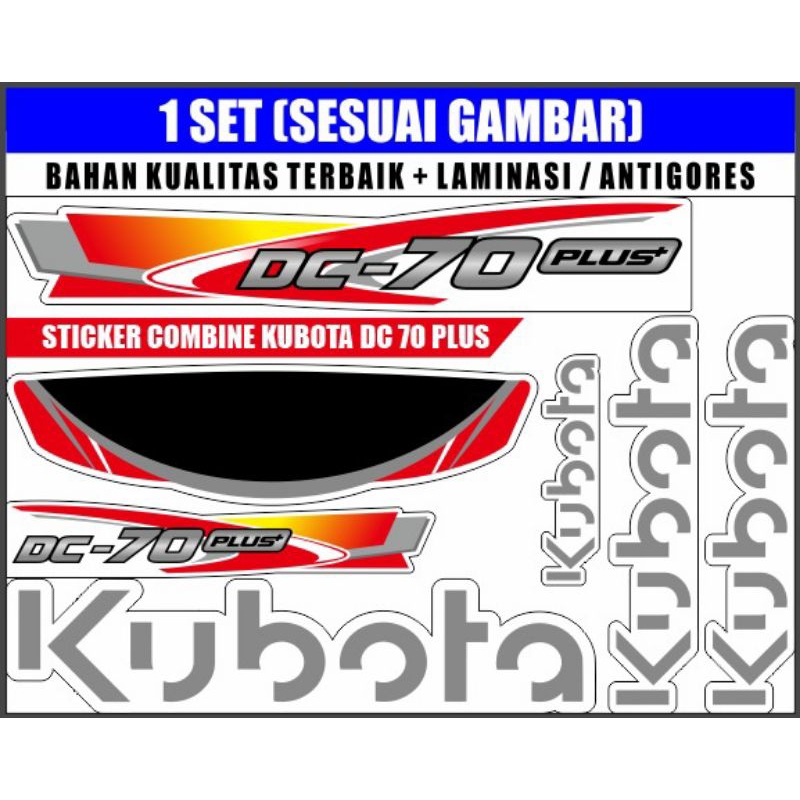 Sticker combine kubota dc 70 plus putus-putus