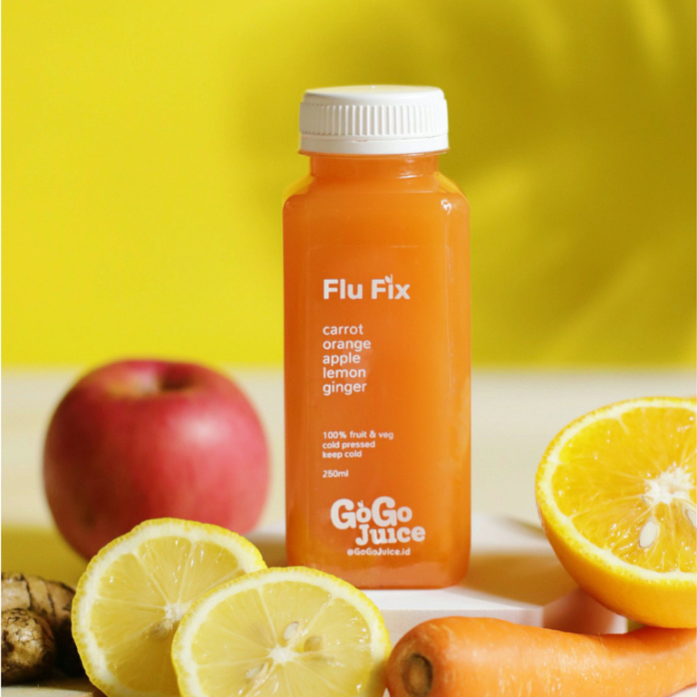 

Flu Fix 500ML Cold Pressed Jus Wortel Apel Jeruk Lemon Jahe Murni Sehat Asli Anti Virus