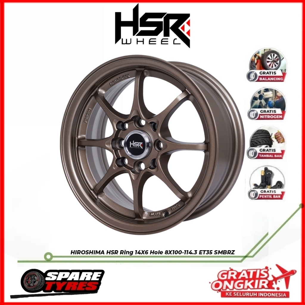 Velg mobil ce28 hsr hiroshima r14 lebar 6 bronze untuk mobil xenia, agya, ayla dll pelek racing hsr 