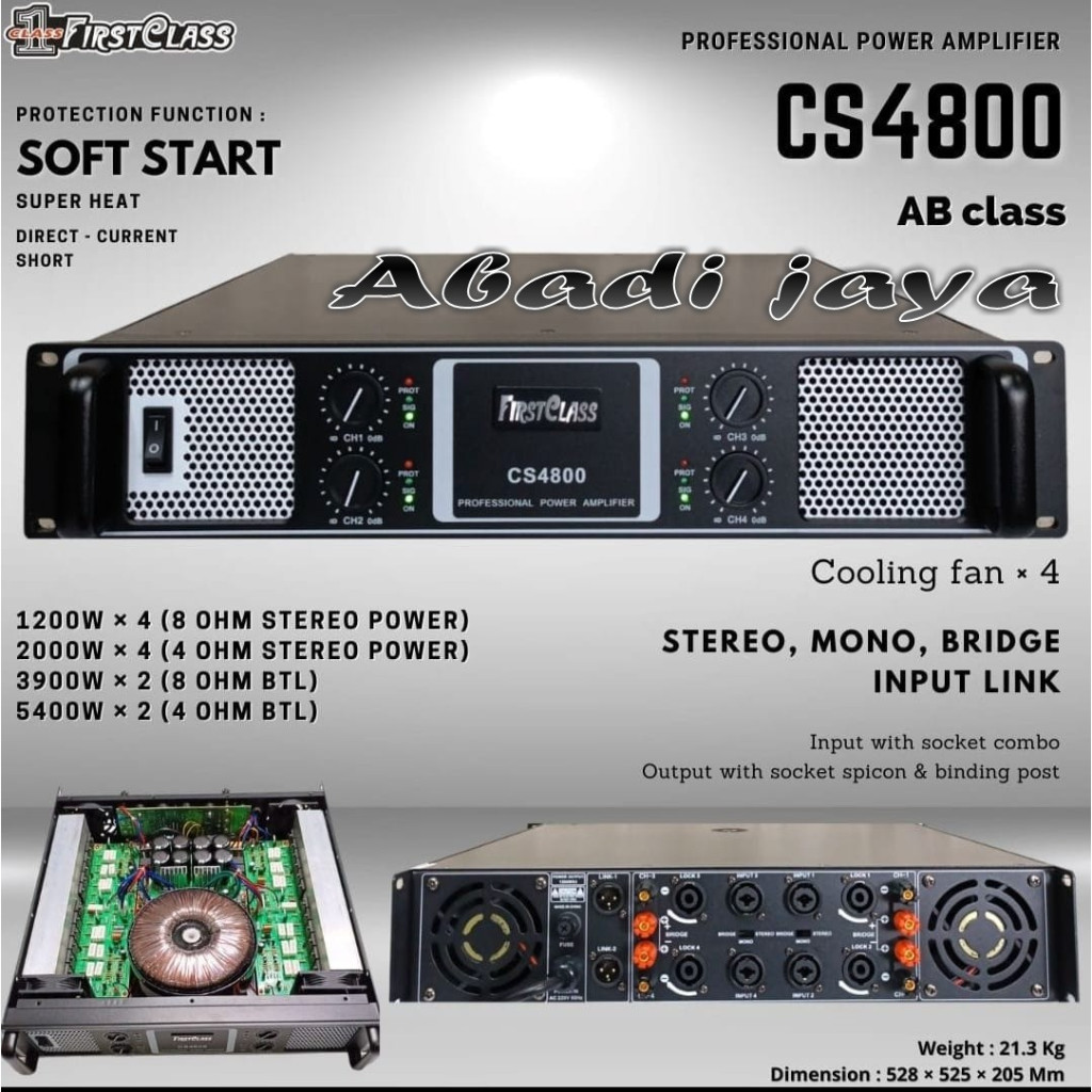 power firstclass cs4800 / cs 4800 class ab 1200 w x 4 original