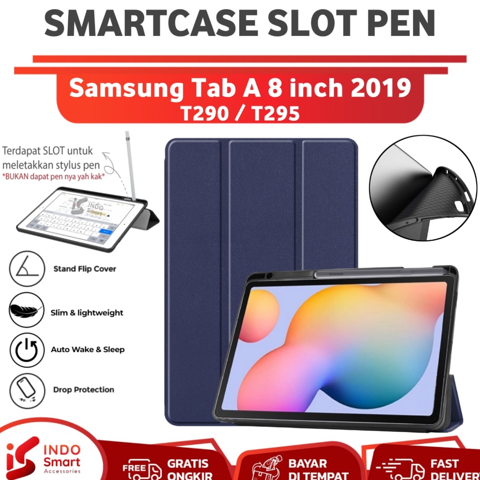 up Case Samsung Tab A8 219  Samsung Tab A 8 219  T295 T29 SmartCase Slot Pen Flip Book Cover Casing Tablet s Kemasan Baru Best Seller