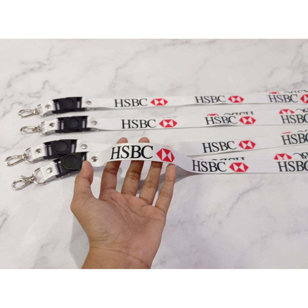 

Pancawarna - Cetak Lanyard HSBC WHITE | custom logo | print lanyard - gantungan hp - holder - yoyo logo