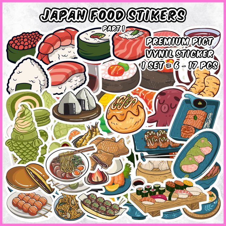 

[1 pack] Stiker Makanan Jepang 1 (Japan Food Stickers 1) Sticker Aesthetic Stiker pack Dekorasi Jurnal / Scrapbook / Diary / Laptop / Koper - ddu-du sticker