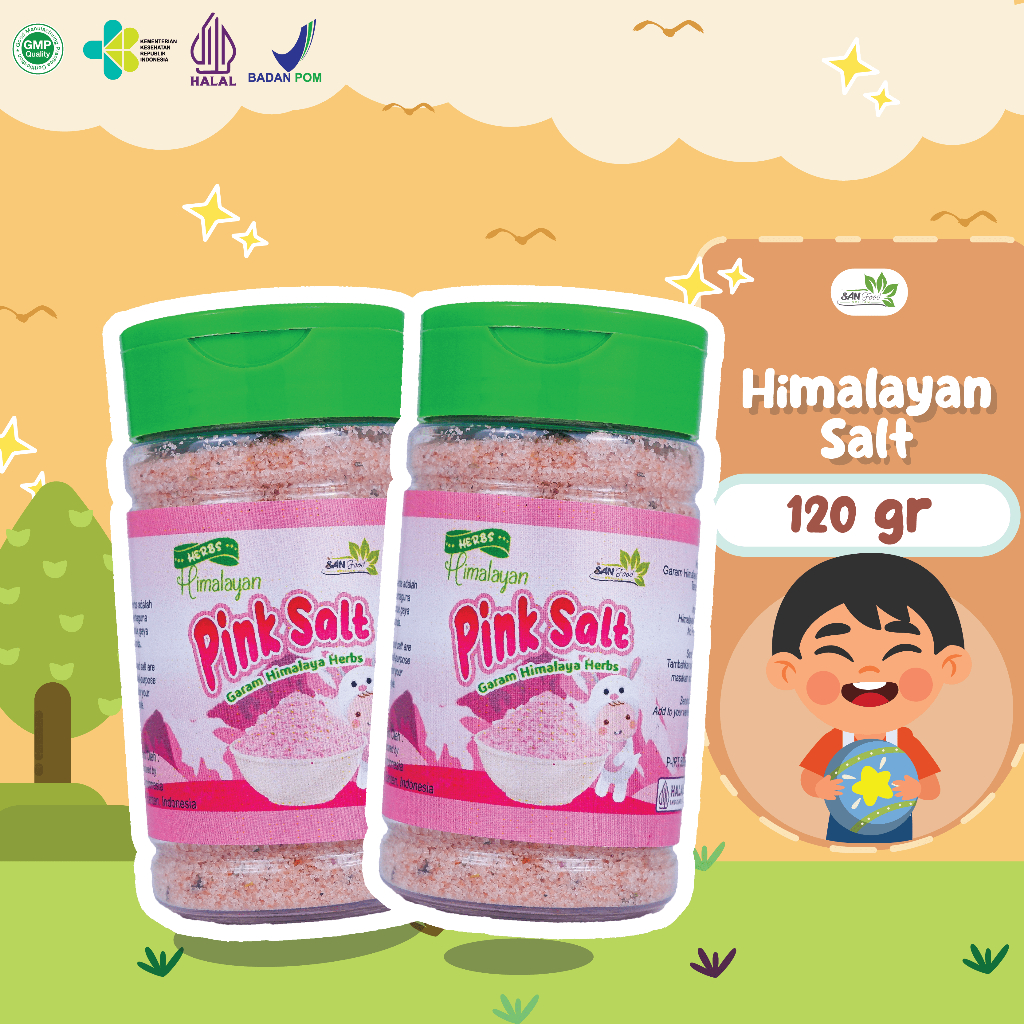 

SANFOOD BRILIAN Pink Himalayan Salt and Herbs 120 gr Garam Himalaya Bumbu Masak Murni