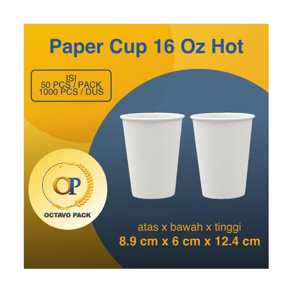 Paper Cup 16 Oz Hot Polos / Gelas Kertas Minuman Panas 16 Oz