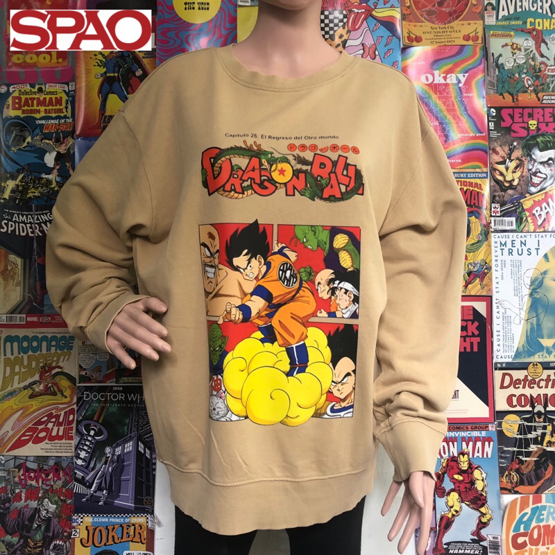 Oversize Crewneck Spa*o Dragonbal*l Size L Unisex Premium Cartoon Kartun Character Warna Taupe Coksu