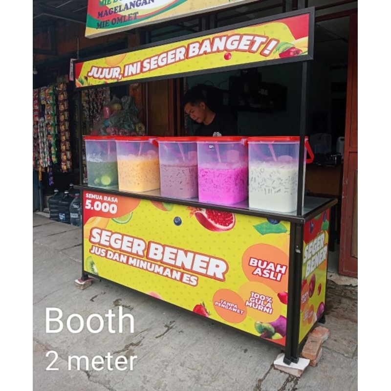 Booth Portable 2 Meter cocok untuk jualan es buah seger viral kekinian es aquarium