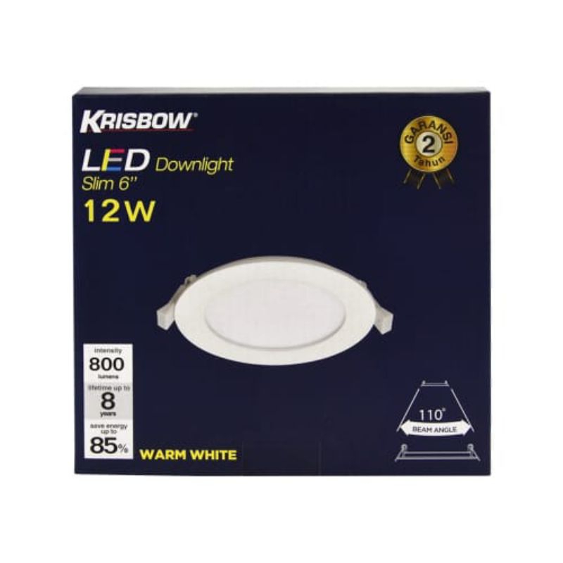 Krisbow Lampu Downlight Bulat Inbow Led 12 Watt - Warm White