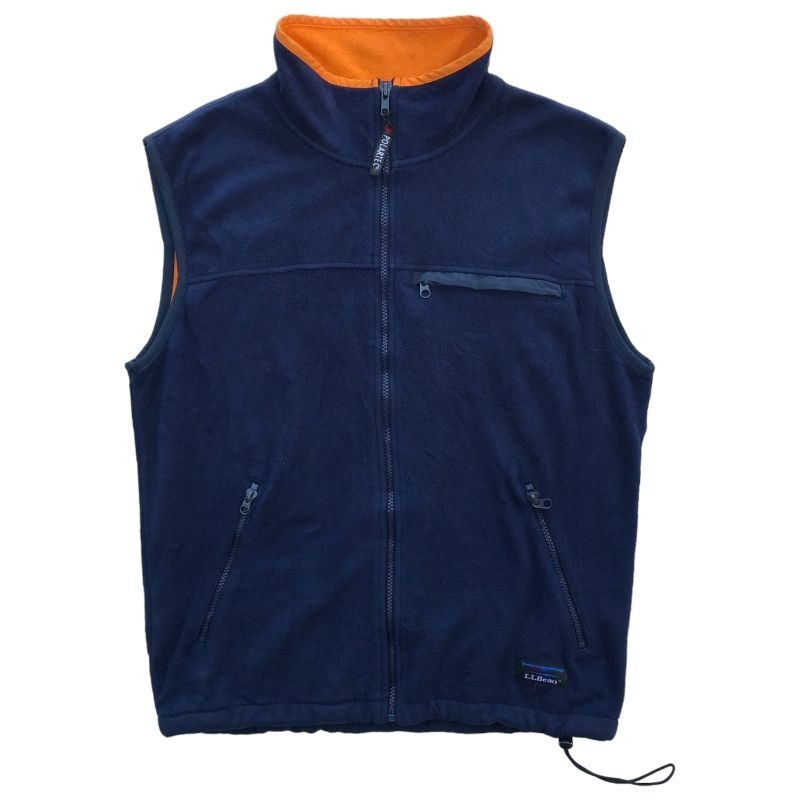 LL Bean navy blue vest polartec fleece windbloc series