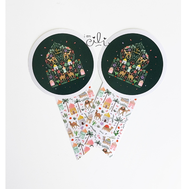 

(SIF115) Stiker idul fitri lebaran ELENA(PITA) untuk toples paperbag dus kotak iamcili diameter 8cm [25pcs]