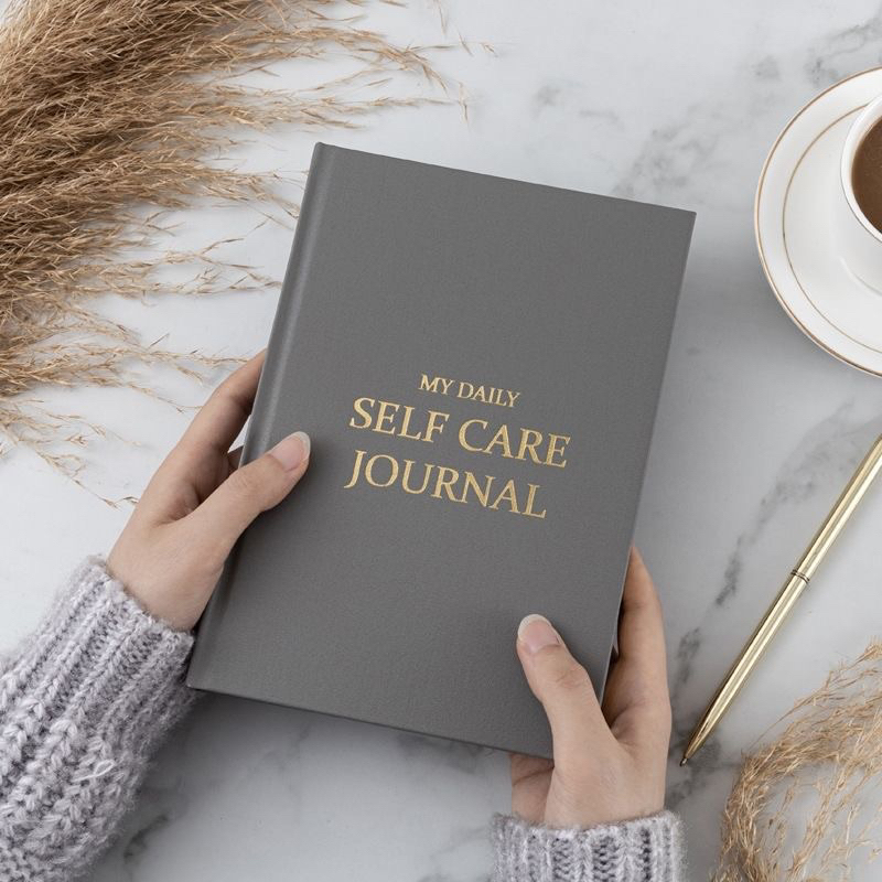 

Self Care Journal A5 Book || Daily journaling prompt + free stickers
