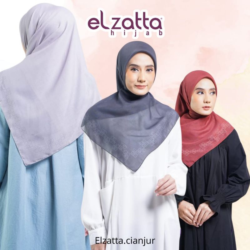 ELZATTA HIJAB SEGI EMPAT KAILA L SQUARE BORDER BAHAN VOAL PREMIUM MOTIF PREMIUM KERUDUNG ELZATTA JIL