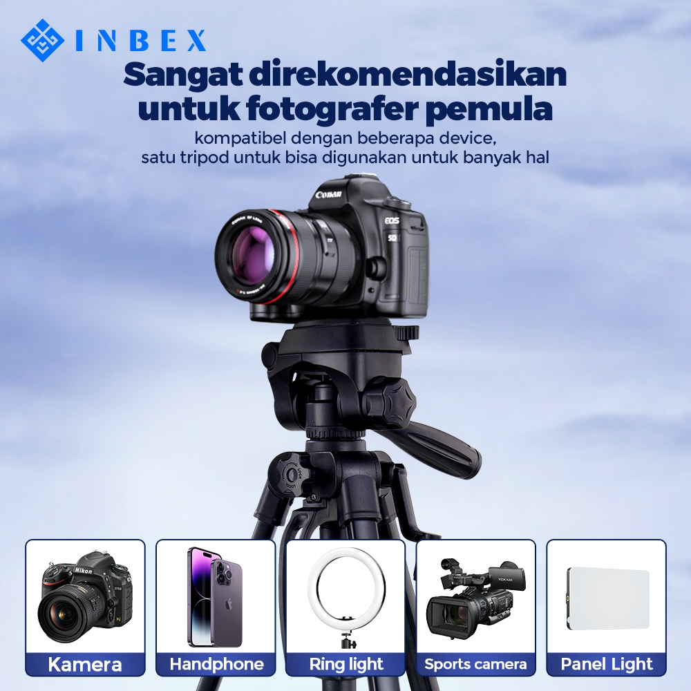 INBEX TF-3520 PLUS Tripod Kamera dengan Tas / Dudukan 140cm untuk Hadycam Mirrorless Plus Holder HP Image 3
