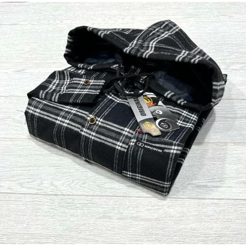 KEMEJA FLANEL HOODIE SLIM FIT MOTIF TERBARU