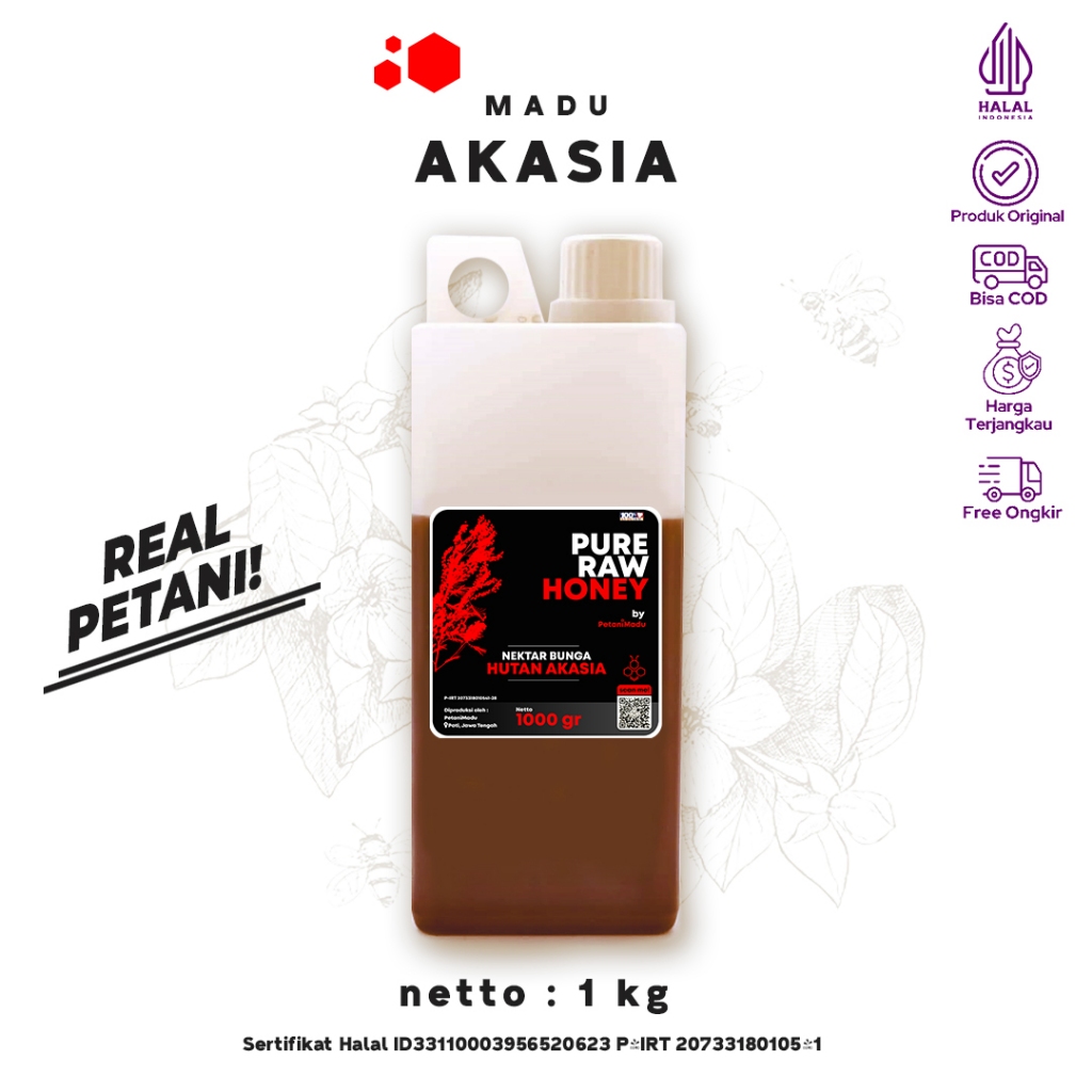 

Madu Asli 100% - Madu Murni Nektar Akasia 1 KG - Pure Raw Honey