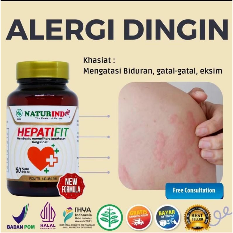 

Manfaat dan khasiat obat HEPATIFIT : Mengatasi biduran, gatal- gatal, eksim, Memelihara kesehatan hati, Mengurangi pembekakan pada hati, Meningkatkan kekebalan tubuh