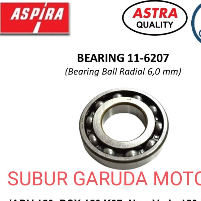 LAHER 6207 SPL L CB 150 R VERZA MEGA PRO NEW GTR 150 BEARING MERK ASPIRA SKF HN3 CRANKCASE KUALITAS 