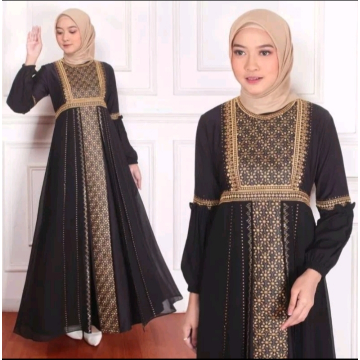 GAMIS ABAYA TURKEY BORDIR LENGAN BALON 3 SERIAN WARNA