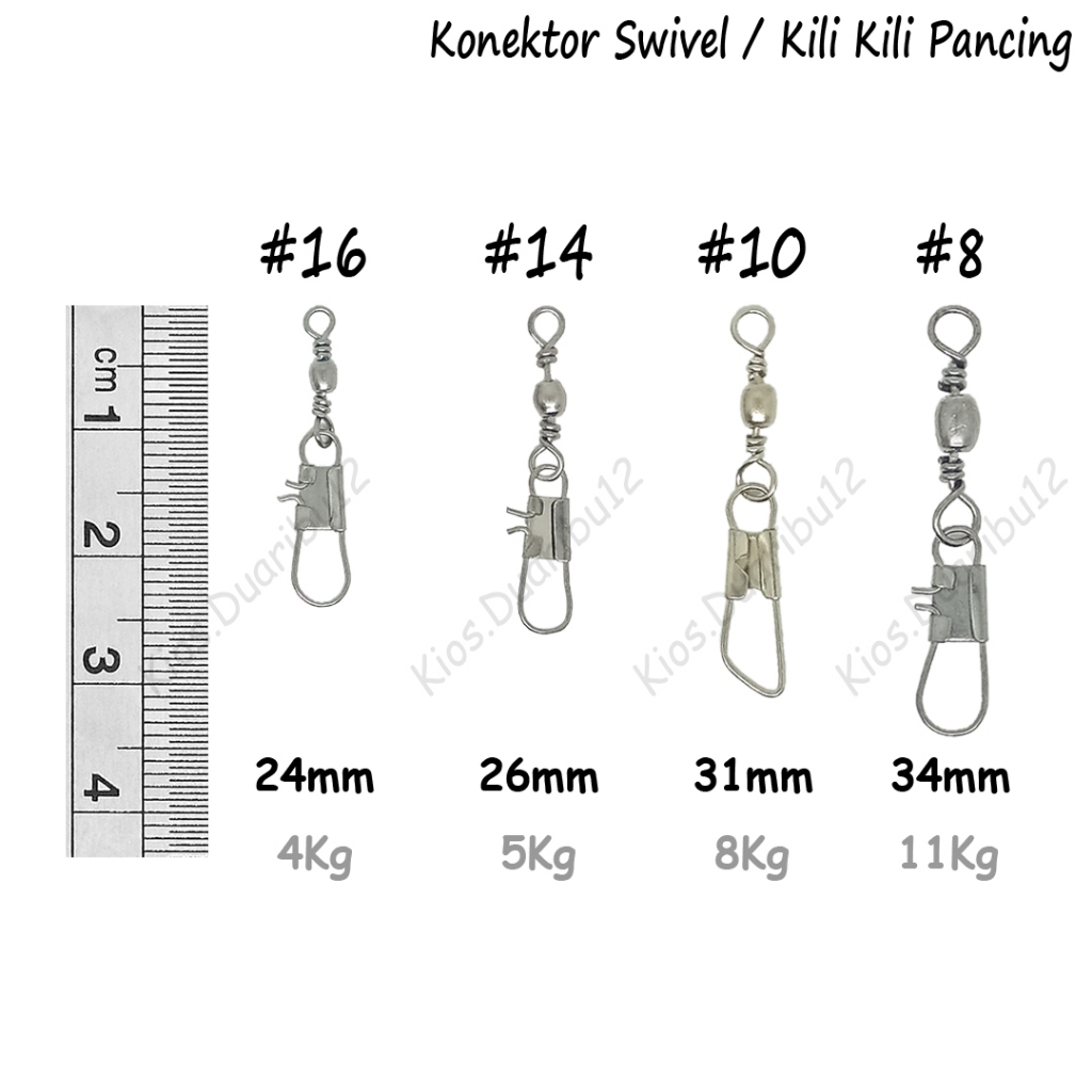 4 Pcs Konektor Swivel Pancing / Kili Kili Pelampung Pancing