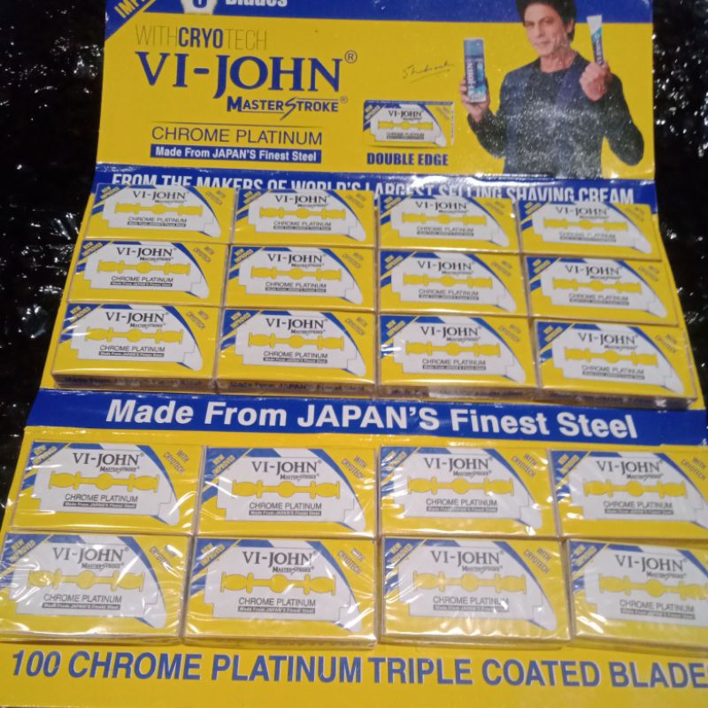 VI-JOHN CHROME PLATINUM DOUBLE EDGE JAPAN'S ISI 100 PCS-1PAPAN