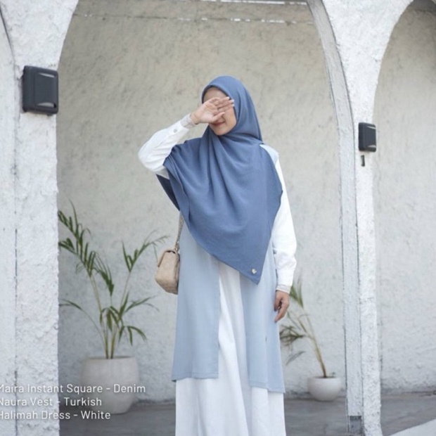 Koleksi Terbaru Elmina Naura Outer Vest Biru Langit Turkish Cardigan Pastel Tanpa Lengan Terbaru 224