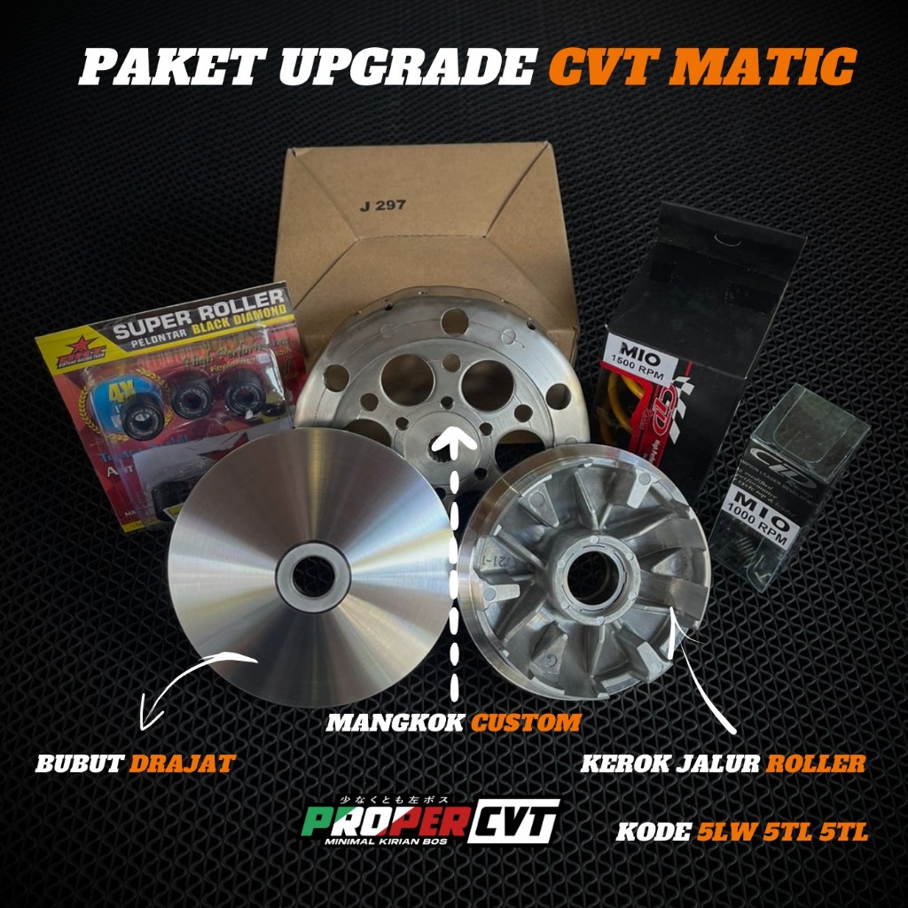 PAKET UPGRADE CVT MIO SMILE MIO SPORTY PAKET FULL PULLEY SET MANGKOK GANDA ROLLER SEMUA MOTOR