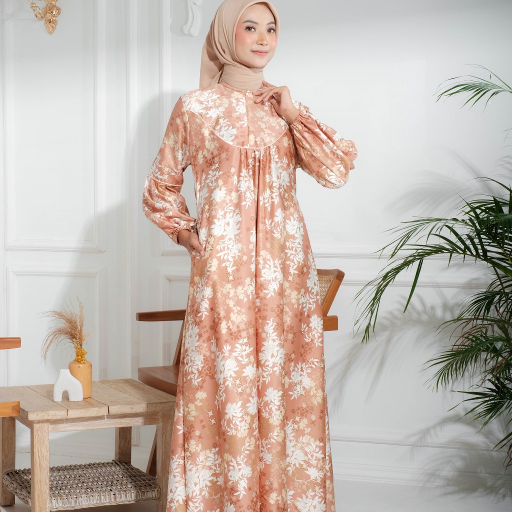 TAFANA - Varian Dress Bahan Silk Premium - Raya Series Dress Gamis Formal Wanita Motif Mewah Simple 