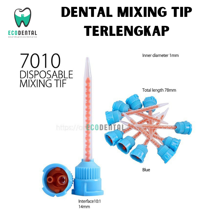 7010 Dental Mixing Tip Blue 10:1 Mixing Tip Biru Tips Gigi Temporary Crown Bridge Veneer