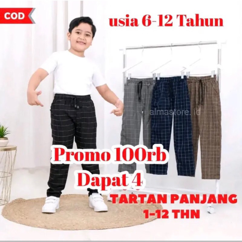 PROMO 100 RIBU DAPAT 4 CELANA TARTAN ANAK LAKI-LAKI USIA 1-13 TAHUN/CELANA PANJANG ANAK COWOK-CEWEK/