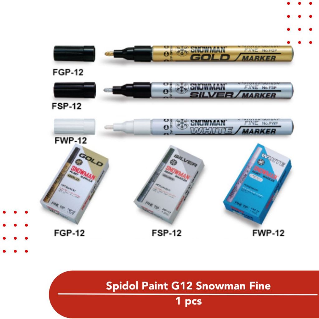 

Snowman Spidol Paint G12 Permanent Fine Marker Gold Silver White Emas Putih