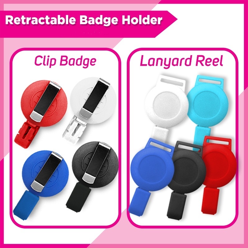 

Retractable Badge Reel Lanyard Holder (1 pcs) Black, Light Blue, White, Blue, Red