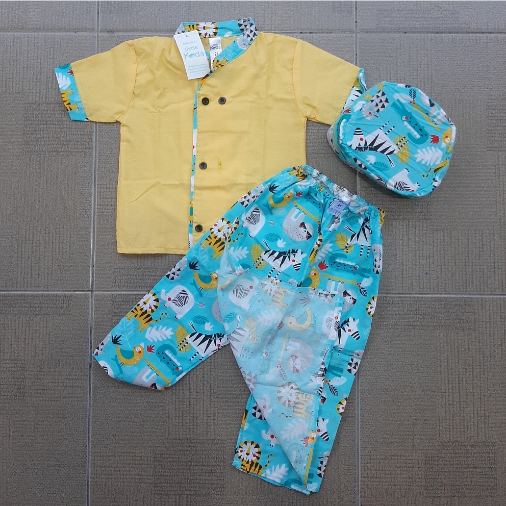 KSM Baju Muslim Setelan Koko Anak Cowok Sarung Peci Little Koda 1-3 Tahun SPC