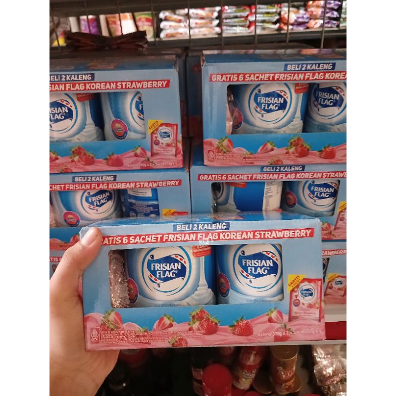 

Frisian flag isi 2 kaleng free 6sachet korean strawberry