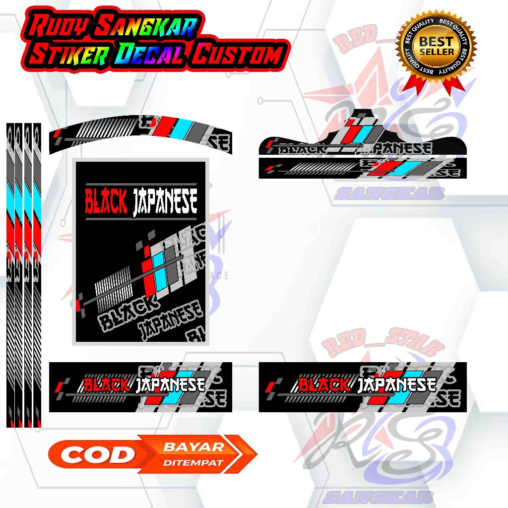 STIKER DECAL SANGKAR BURUNG MOTIF BLACK JAPANESE