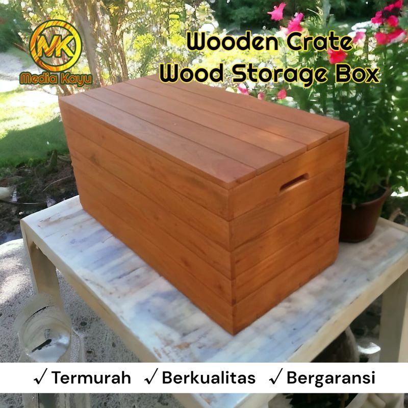 wooden crate box kotak kayu peti kayu penyimpanan plus tutup krat kayu storage box ukuran