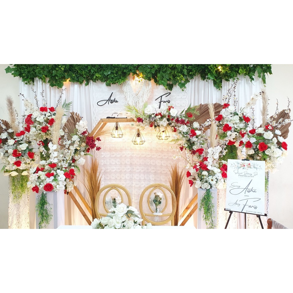 (Shine Decor - Hexa) Backdrop Dekorasi Akad Lamaran Tasyakuran Nikah Aqiqah Khitan Ulang Tahun Ultah