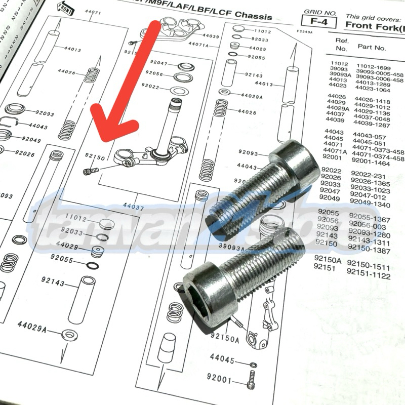 SEPASANG BAUT SEGITIGA BAWAH SULING SHOCK NINJA R SS