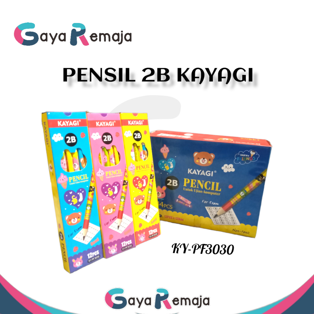 

(LUSIN) Pensil 2B Kayagi - Pencil For Exam 2B - Pensil Karakter Kayagi KY-PF3030 - Pensil Murah Lucu 2B For Computer