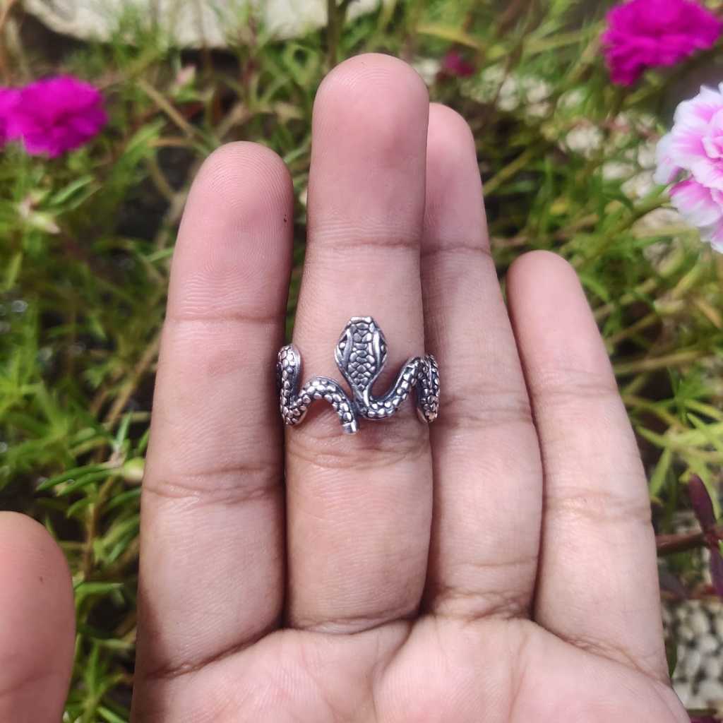 Cincin Ring Perak silver Bali Ukir Ular Snake Gelombang Jawan Asli 925 Pria Wanita Custom