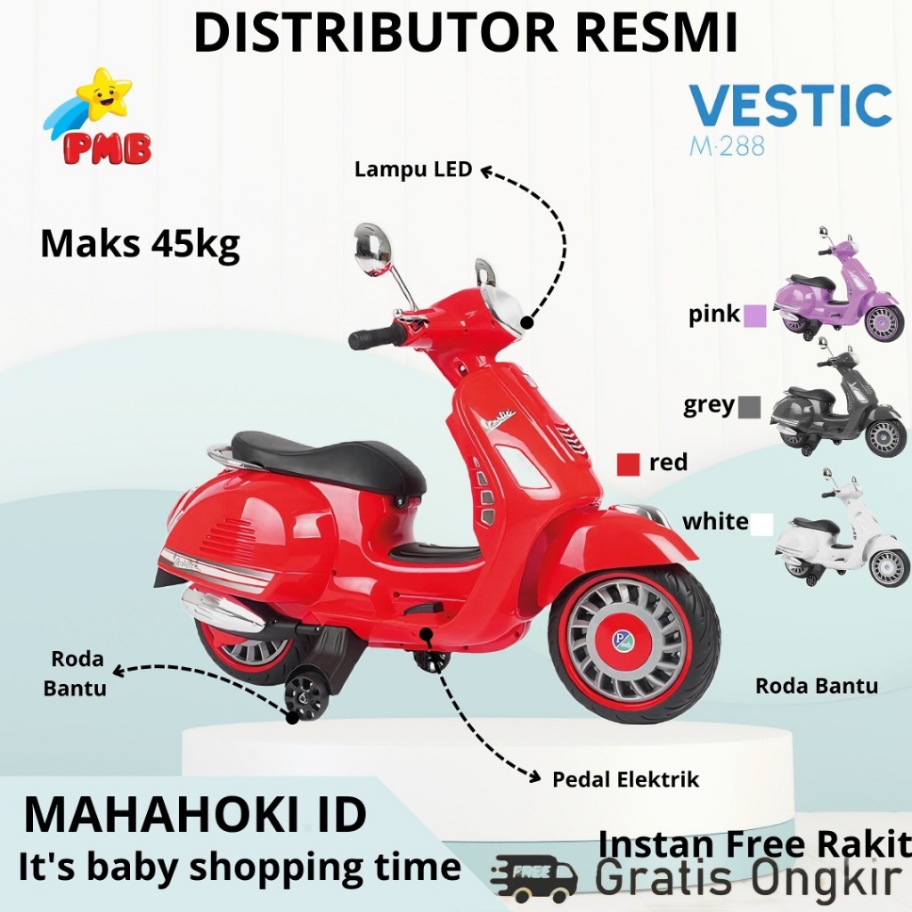 MOTOR AKI PMB VESPA VESTIC M288 MOTOR AKI MURAH VESPA ANAK SCOOTER VINTAGE SEPEDA MOTOR LISTRIK