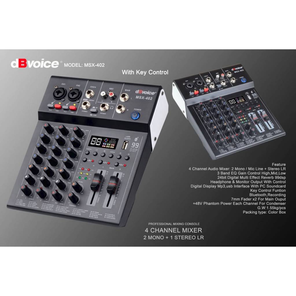 mixer dbvoice msx402 msx 402 with key control 4 channel