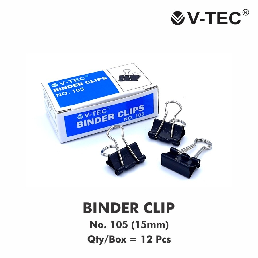 

BINDER CLIP NO. 105 15MM V-TEC PENJEPIT KLIP KERTAS PER TUBE