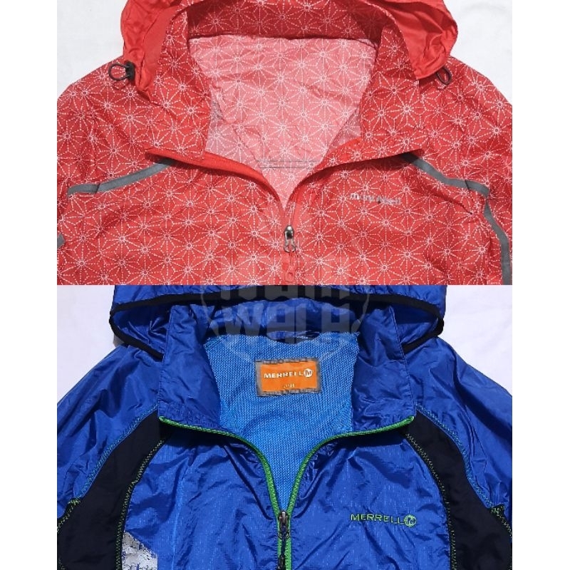 Jaket Running MONTBELL MERRELL size L Windbreaker Hoodie Quickdry Lari Sepeda Outdoor Gunung Hiking